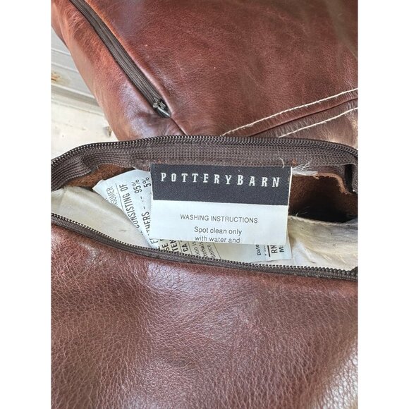 (2) Pottery Barn Leather pillow covers. 18x18 - Picture 7 of 7